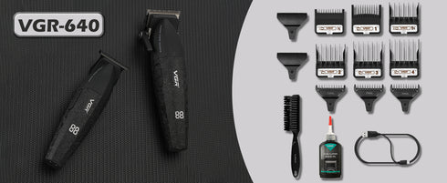 VGR 640 Professional Hair Clippers for Men – 9000RPM Cordless Barber Kit