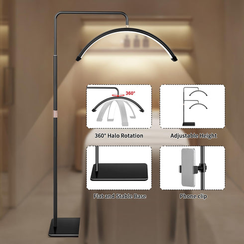 Half Moon LED Lamp – Adjustable Brightness & Height (Black)