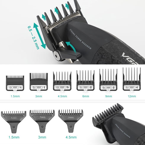 VGR 640 Professional Hair Clippers for Men – 9000RPM Cordless Barber Kit