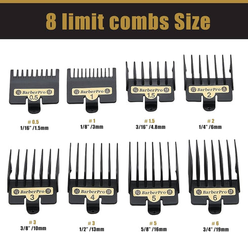 BAB32951 CONAIR BABYLISSPRO CLIPPER GUARDS FOR FX880 FX673(1/16"-3/4) 8pcs/ea