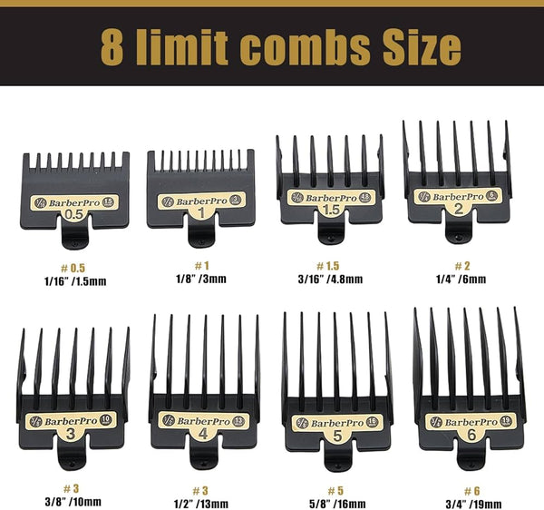 BAB32951 CONAIR BABYLISSPRO CLIPPER GUARDS FOR FX880 FX673(1/16"-3/4) 8pcs/ea
