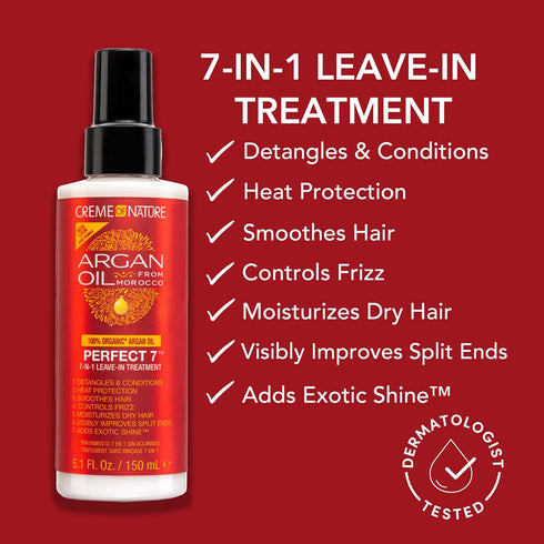 Creme of Nature ARGAN OIL PERFECT 7 7-IN-1 LEAVE IN TREATMENT 5.1oz (C07128)