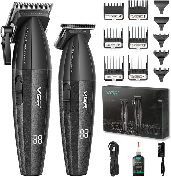 VGR 640 Professional Hair Clippers for Men – 9000RPM Cordless Barber Kit