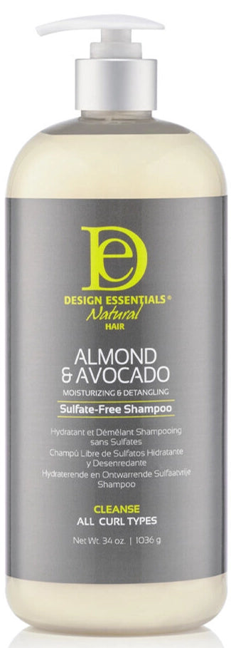 Design Essentials Natural Almond & Avocado Moisturizing & Detangling Sulfate-Free Shampoo – 32 oz(DES00105)