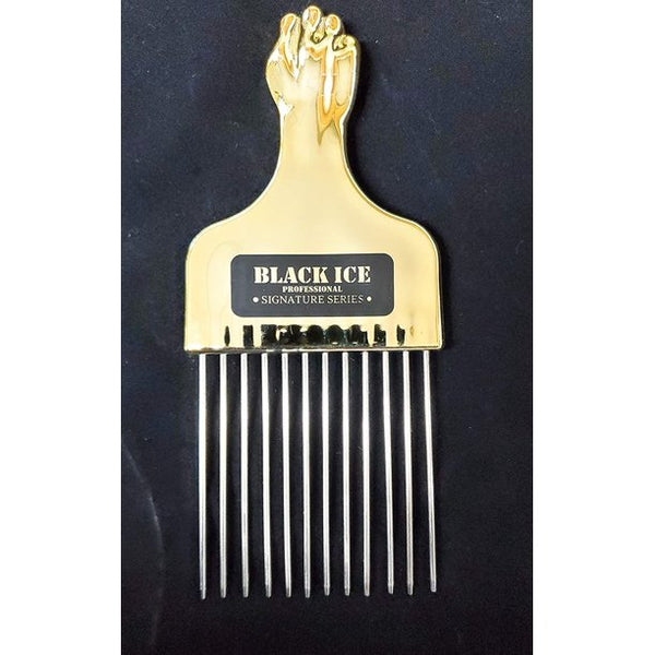 BIC212 BLACK ICE GOLD HANDLE METAL PIK COMB