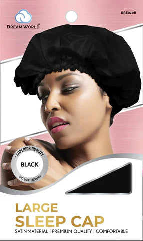 DREAM W-SLEEP CAP LARGE SATIN BLACK (DRE079B)