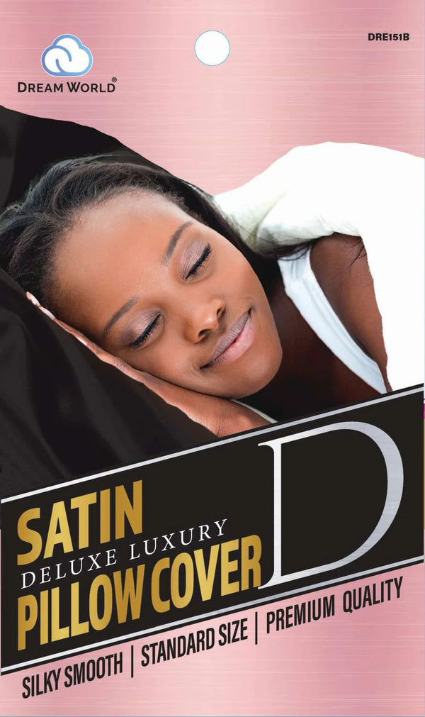 DREAM W-PILLOW COVER SATIN BLACK (DRE151B)