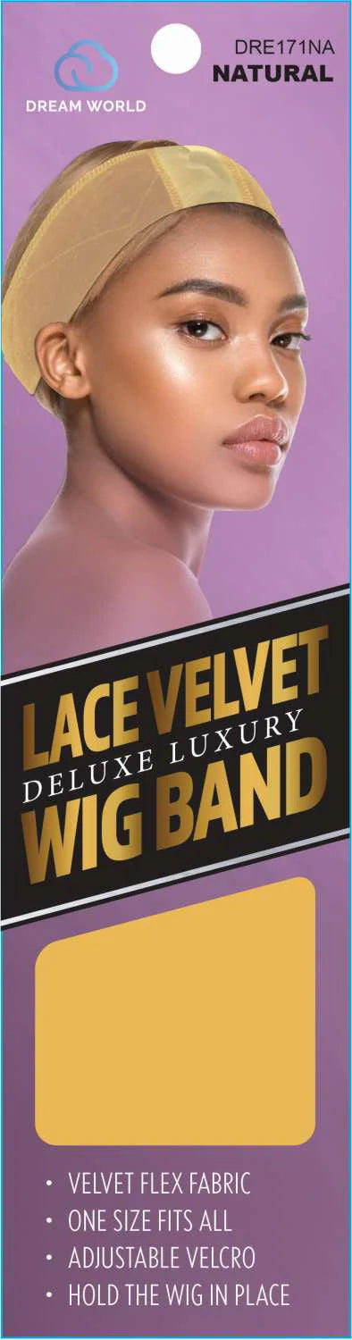 VELVET WIG BAND WITH LACE NATURAL (DRE171NA)
