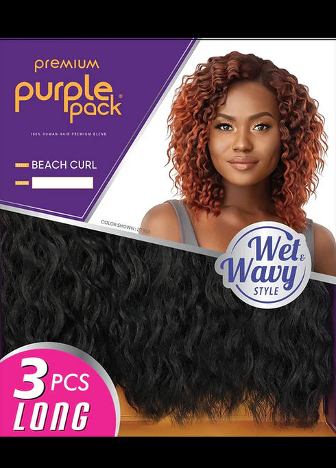 Outre Wet & Wavy Style Beach Curl Human Hair Blend Purple Pack Long 3PC Weaves