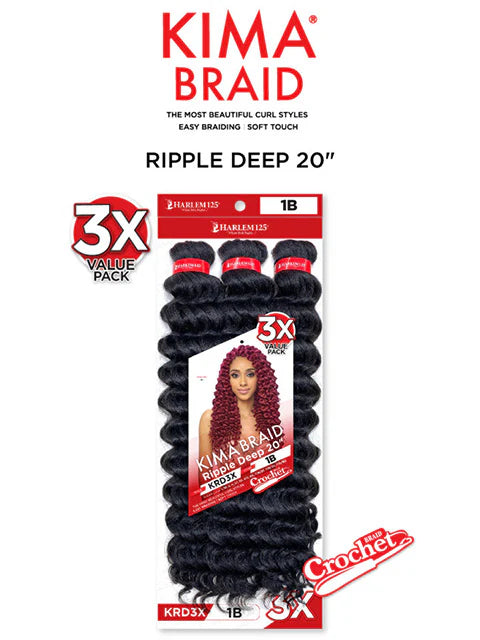 Harlem 125 Kima 3X Ripple 20" Synthetic Hair Deep Crochet Braid