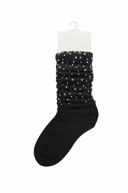 LADIES SLOUCH SOCKS W/STONE(SOCK02)