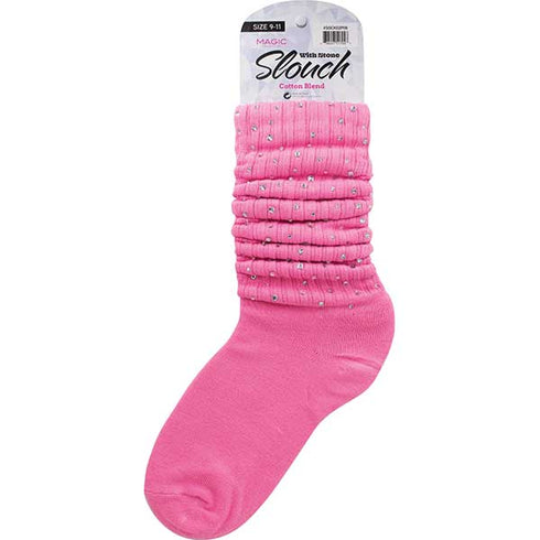 LADIES SLOUCH SOCKS W/STONE(SOCK02)