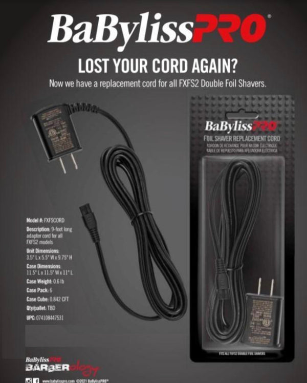 BAB44753 CONAIR BABYLISSPRO REPLACEMENT CORD FOR DOUBLE FOIL SHAVER replacemen