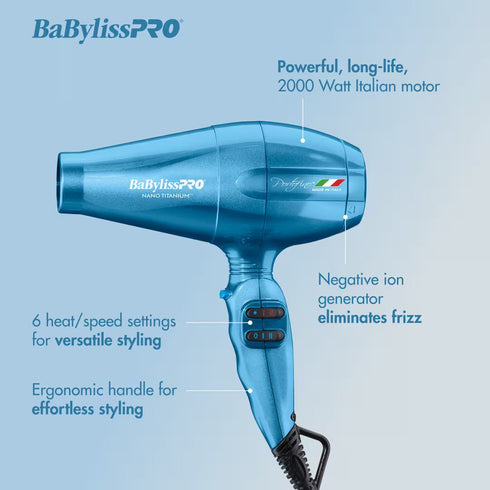 BAB44767 CONAIR BABYLISSPRO NANO TITANIUM DRYER-PORTOFINO BLUE dryer2000w