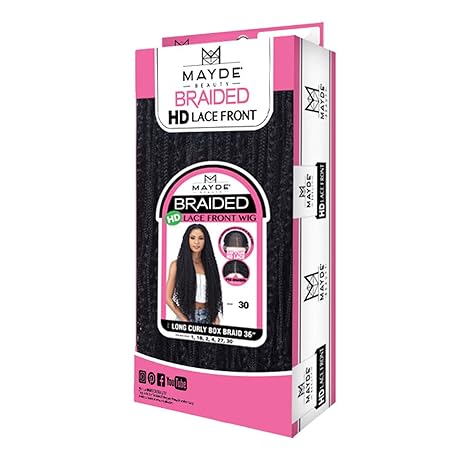 Long Curly Box Braids 36" HD Lace Front Braided Wig By Mayde Beauty