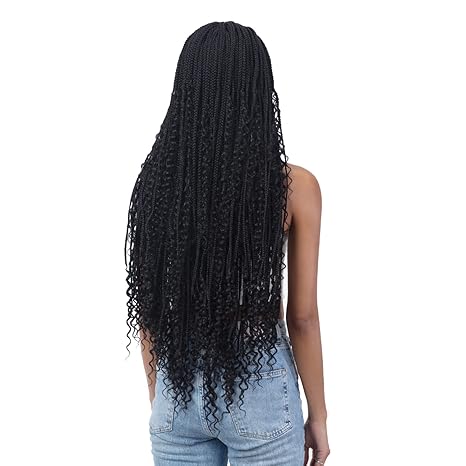 Long Curly Box Braids 36" HD Lace Front Braided Wig By Mayde Beauty