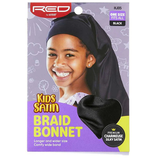 RED Kids Edge Satin Braid Bonnet Black (HJ05)