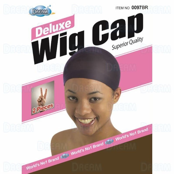 Dream World Products Deluxe Wig Cap Dark Brown, 2 Pack
