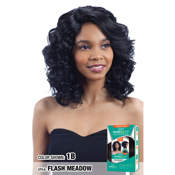 Model Model Flash Meadow Deep Invisible Synthetic Hair L-Part Lace Front Wig
