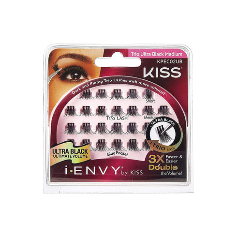Kiss I Envy Individual Trio UltraBlack Medium Eyelashes - KPEC02UB