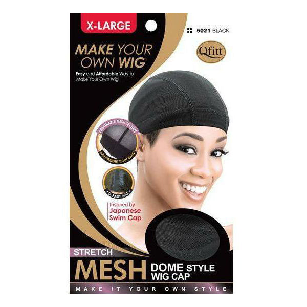 M&M #5021 Qfitt Stretch Mesh Dome Style Black Wig Cap