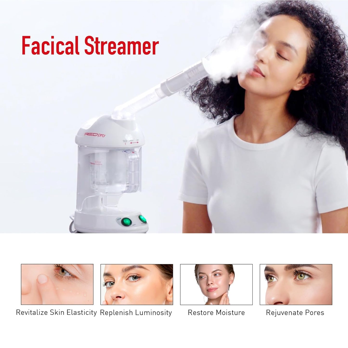 RED Pro Hair Therapy Steamer 2-in-1 Hair &amp; Facial Steamer(STMR01)