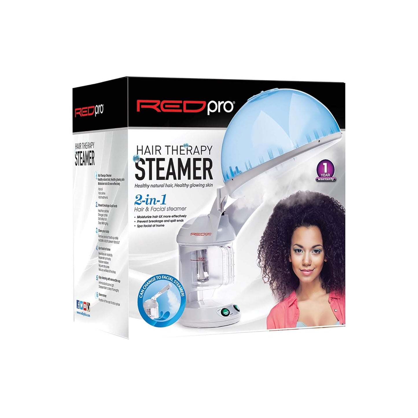 RED Pro Hair Therapy Steamer 2-in-1 Hair &amp; Facial Steamer(STMR01)