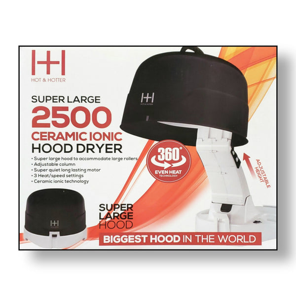 Hot & Hotter Salon Ceramic Ionic Hood Dryer BLK & WHITE #5916