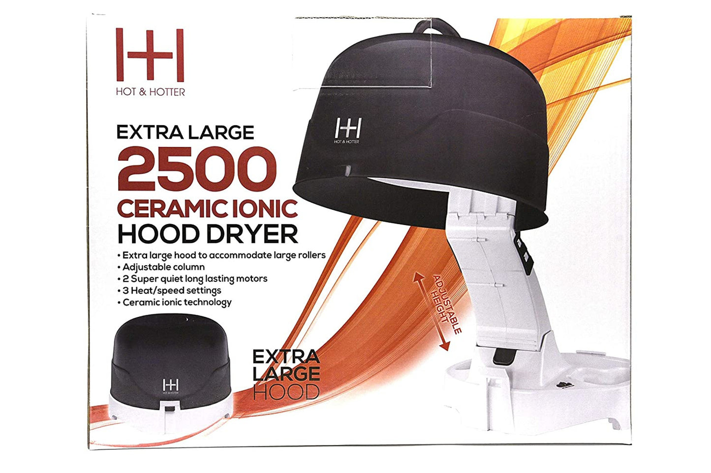 Hot & Hotter Salon Ceramic Ionic Hood Dryer BLK & WHITE #5916