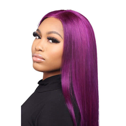 Hershe Brazilian 100% Virgin Unprocessed 13X4 HD Lace Wig Straight Purple 150%