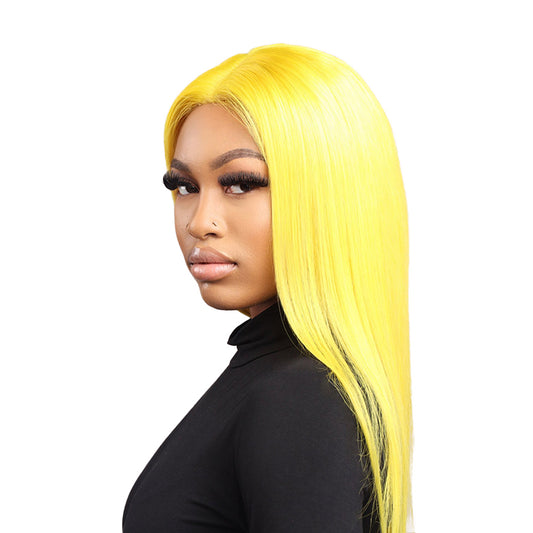 Hershe Brazilian 100% Virgin Unprocessed 13X4 HD Lace Wig Straight Yellow 150%