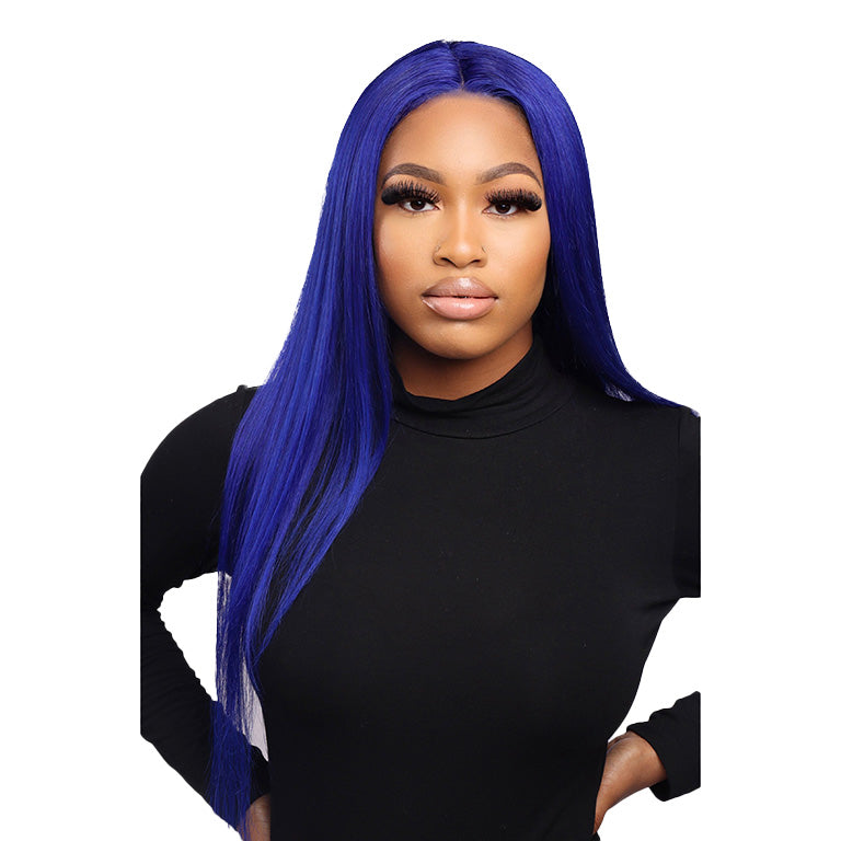 Hershe Color Me 100% Virgin Unprocessed 13x4 HD Lace Wigs Straight Blue 150%