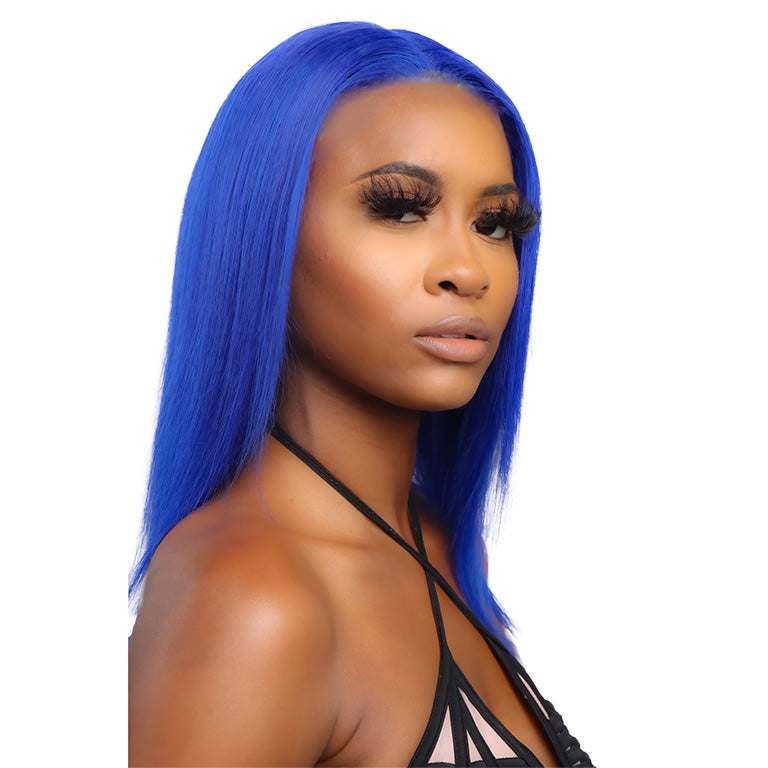 Hershe Brazilian 100% Virgin Unprocessed 4X4 HD Lace Bob Wig 12" Blue 150%