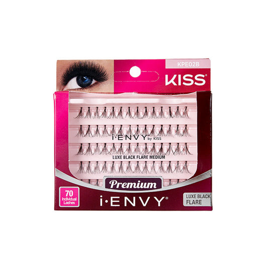 Kiss I Envy Individual Luxe Black Flare Medium Eyelashes - KPE02B