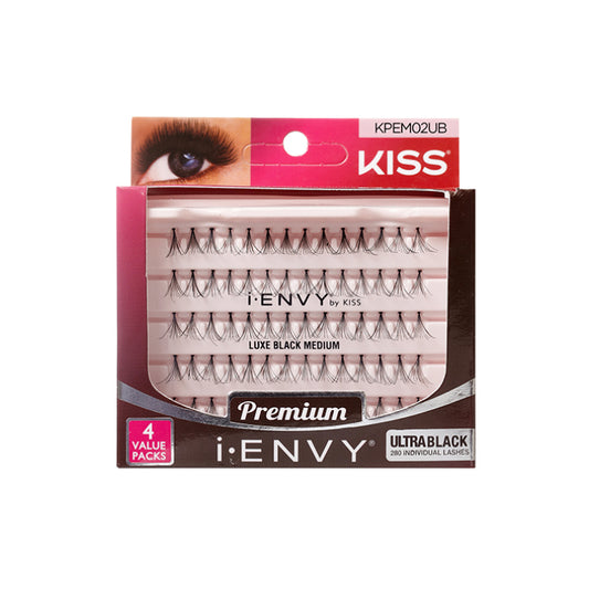 Kiss I Envy Individual Luxe Black Medium Eyelashes - KPEM02UB