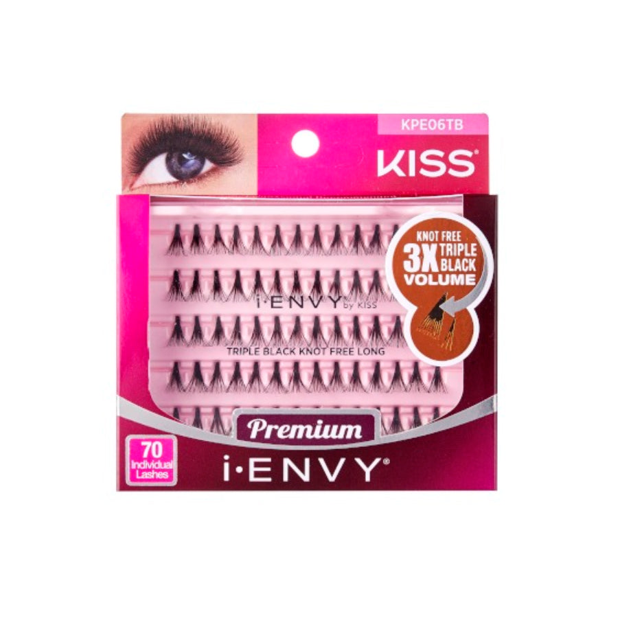 Kiss I Envy Individual Triple Black Know Free Long 3X Eyelashes - KPE06TB