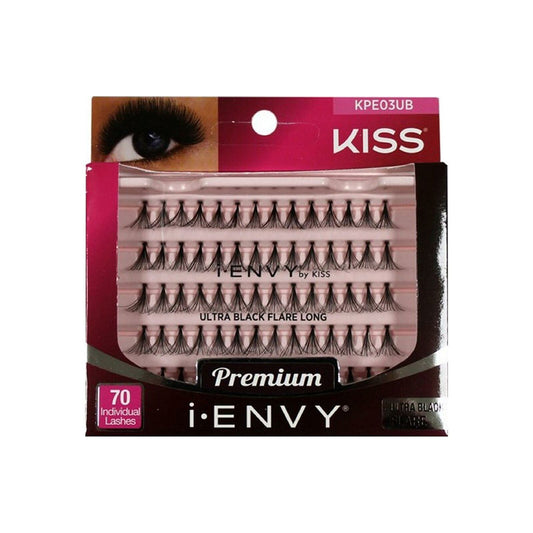 Kiss I Envy Individual Ultra Black Flare Long Eyelashes - KPE03UB