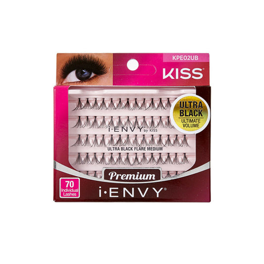 Kiss I Envy Individual Ultra Black Flare Medium Eyelashes - KPE02UB