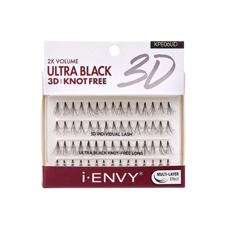 Kiss I Envy Individual Ultra Black Know Free Long 3D Eyelashes - KPE06UD