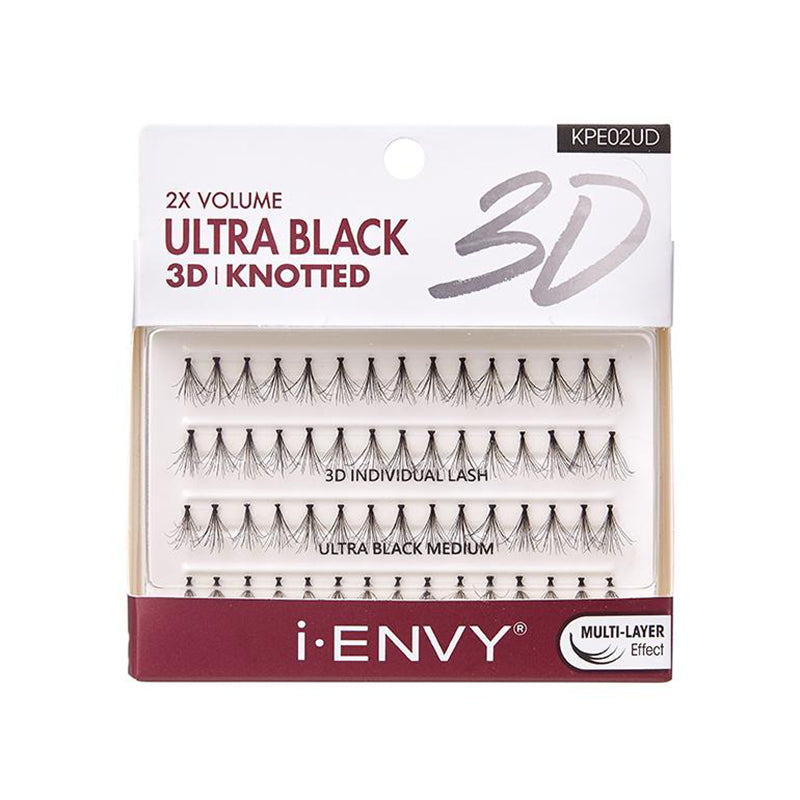 Kiss I Envy Knotted Ultra Black 3D Individual Medium Lash - KPE02UD