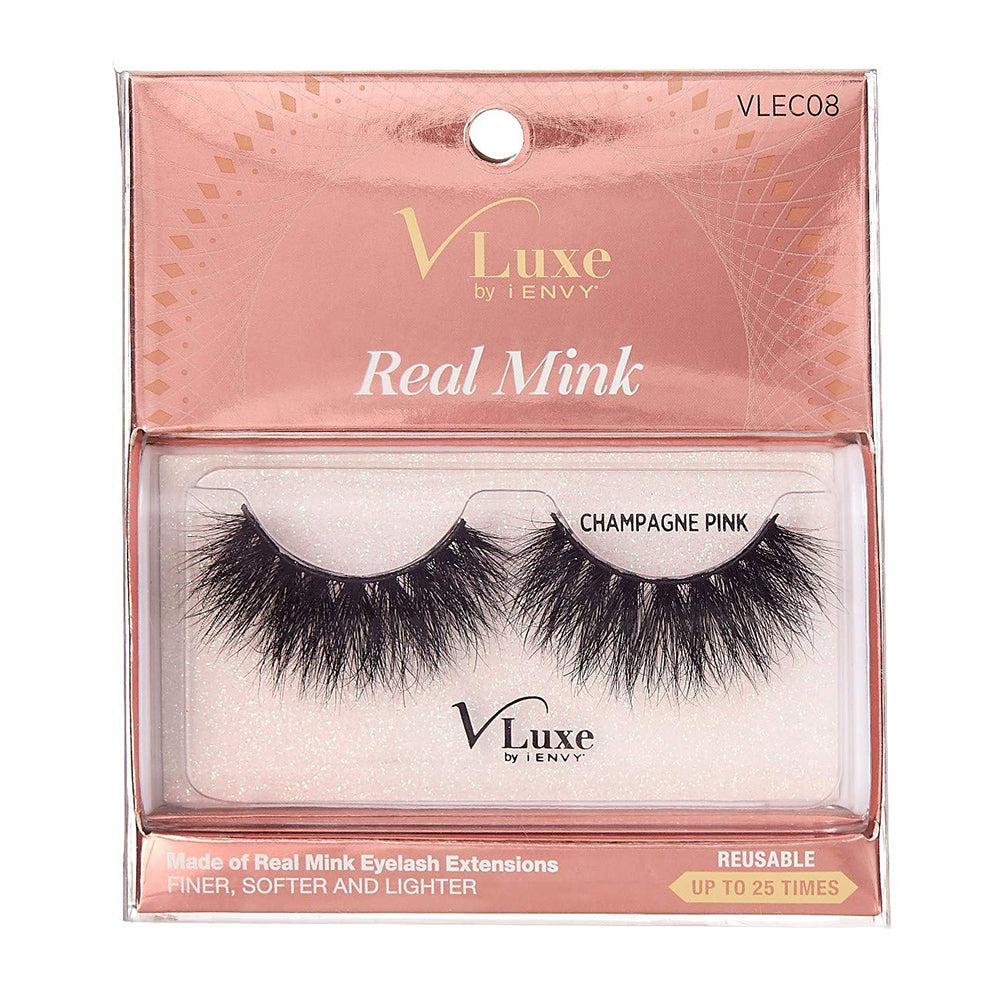 Kiss I Envy V Luxe Real Mink Champagne Pink Eyelashes - VLEC08