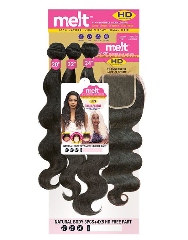 Janet Collection Melt Human Hair Brazilian Bundles With 4x5 Closure