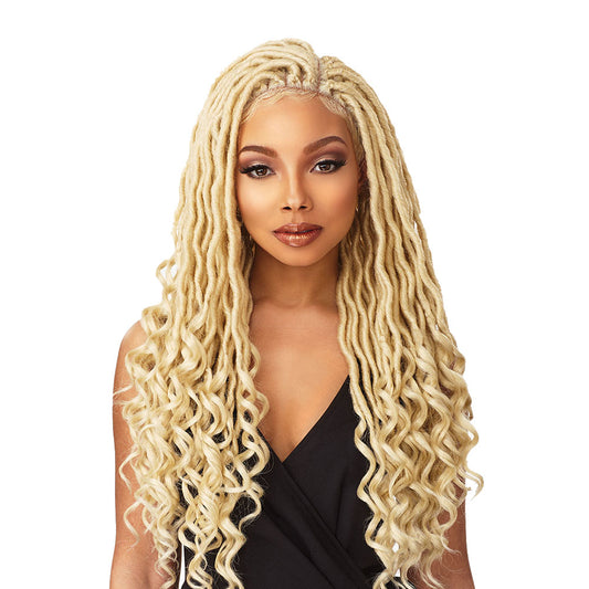 Sensationnel Cloud 9 4x4 Hand Braided Goddess Locs Lace Wig #1B