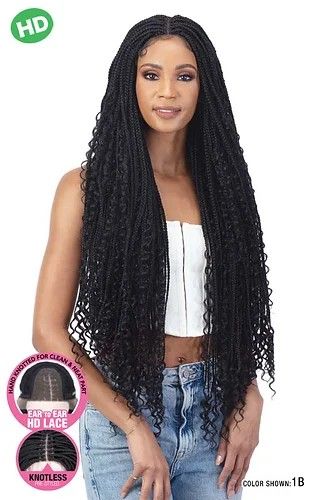 Long Curly Box Braids 36" HD Lace Front Braided Wig By Mayde Beauty